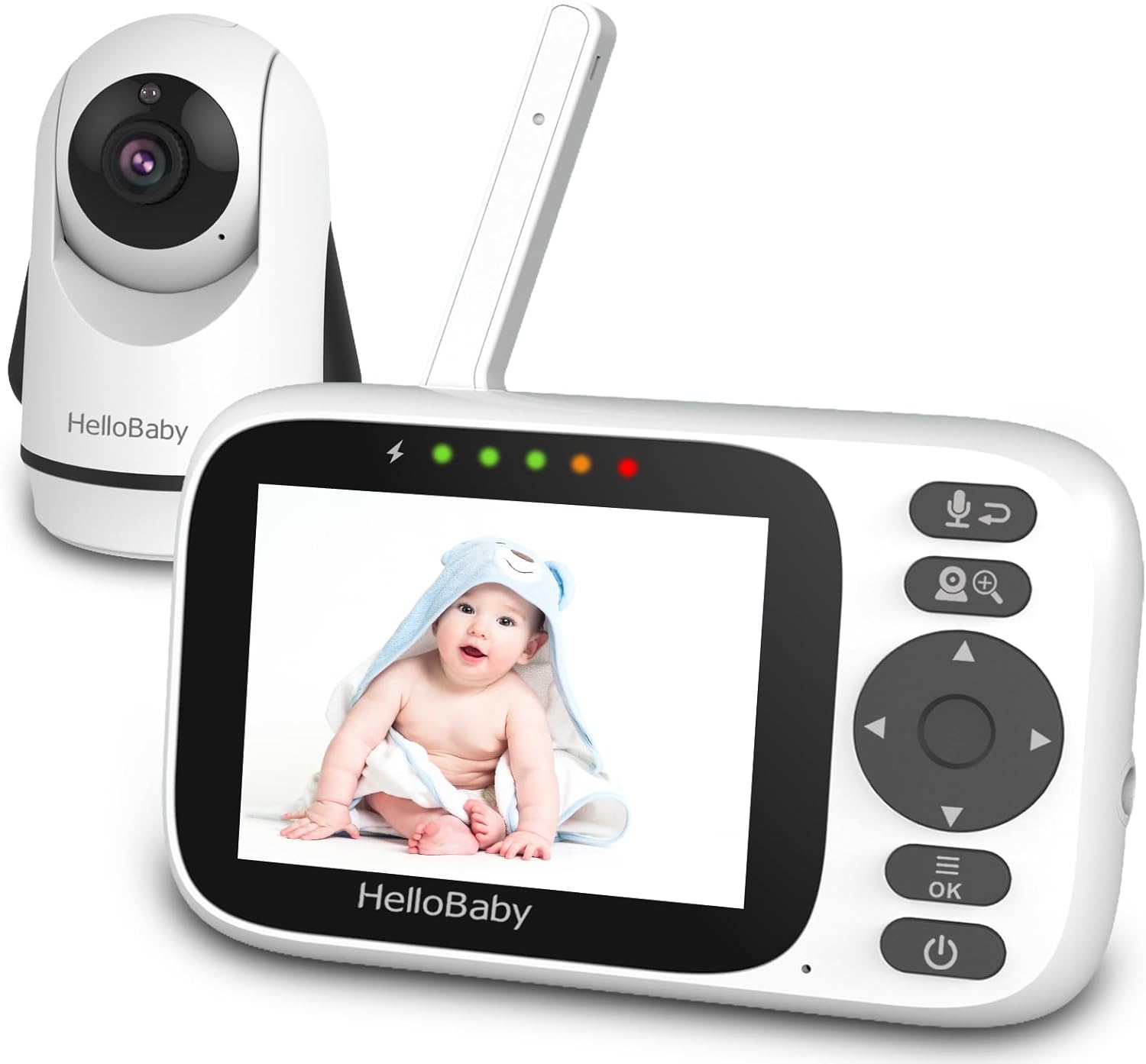 HelloBaby Video Baby Monitor with Camera and Audio, Night Vision, Pan 355°& Tilt...