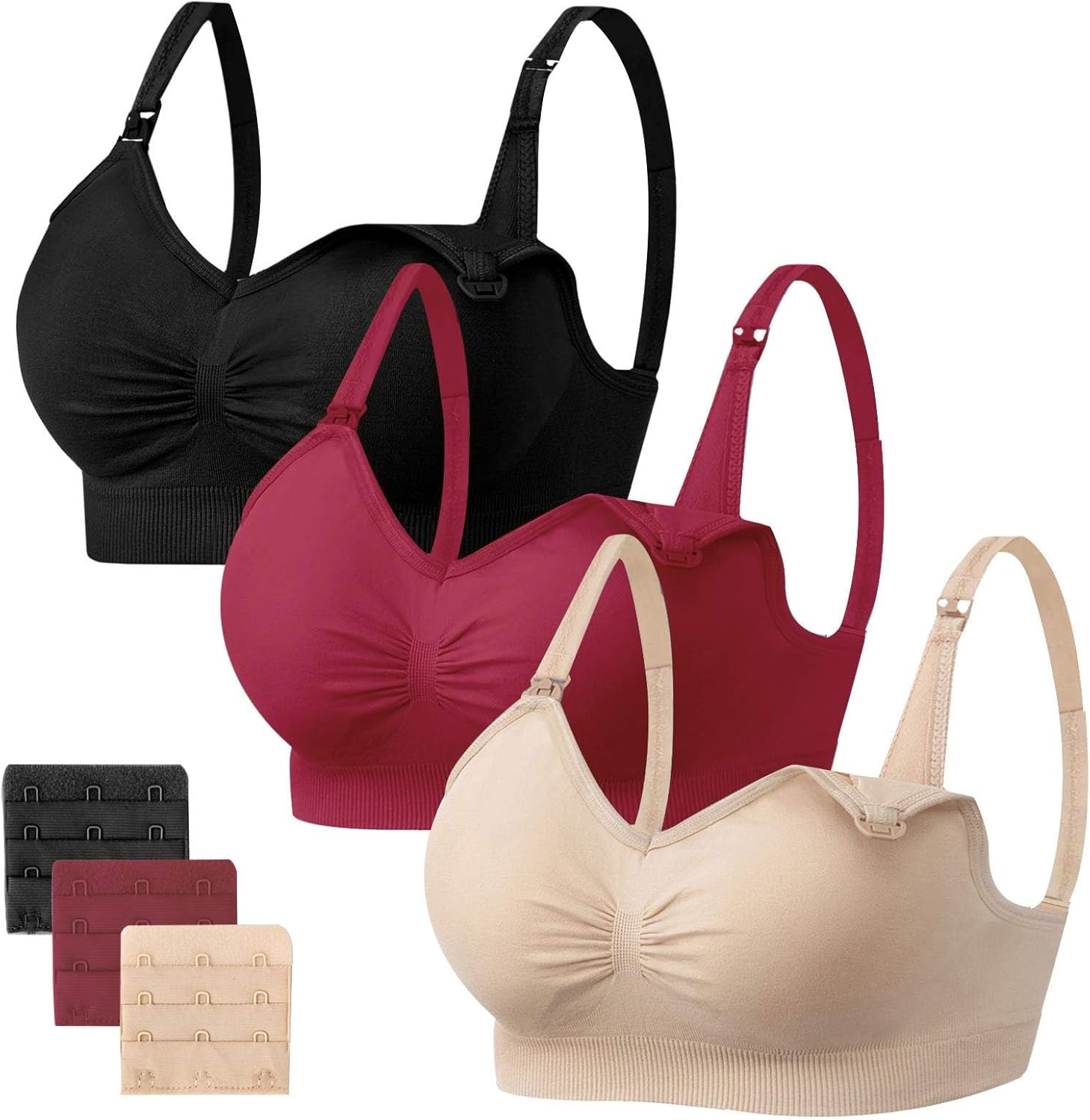 HBselect 3 Pack Women’s Nursing Bra Wireless Seamless Maternity Bra Breastfeedin...