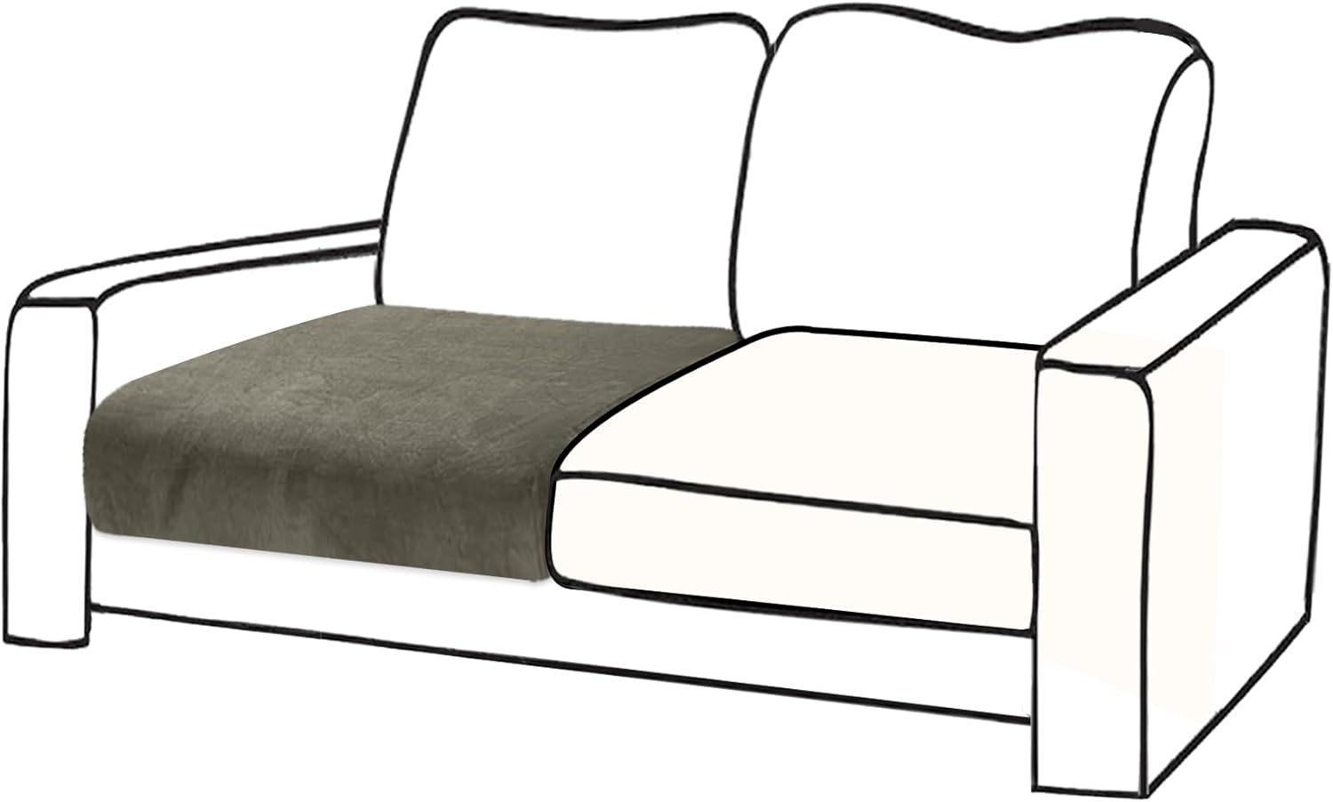 Couch Cushion Cover Velvet, Special Seat Cushion Cover Stretch Armchair Cover, I...
