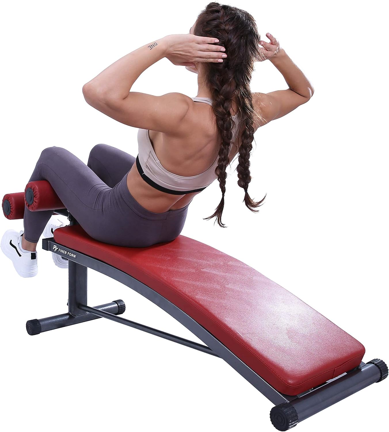 Finer Form Gym-Quality Sit Up Bench with Reverse Crunch Handle - Solid Ab Workou...