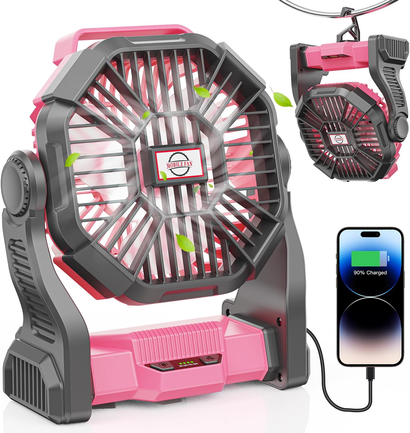 Camping Fan with LED Lantern, 10400mah Portable Battery Operated Outdoor Fan, Pe...