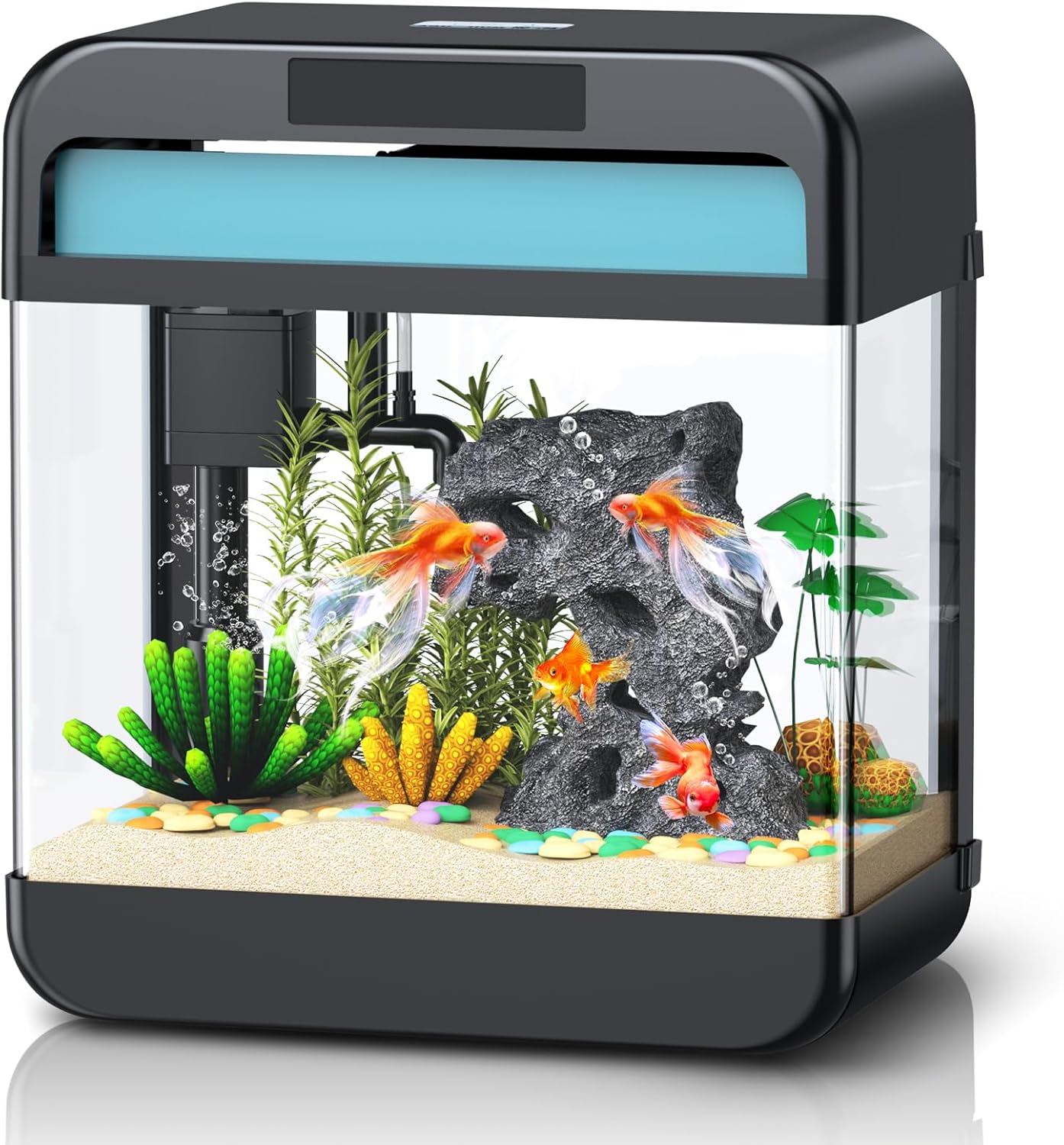 Fish Tank Aquarium 2.2 Gallon with Adjustable 3 Color Lighting Self Cleaning 3 i...