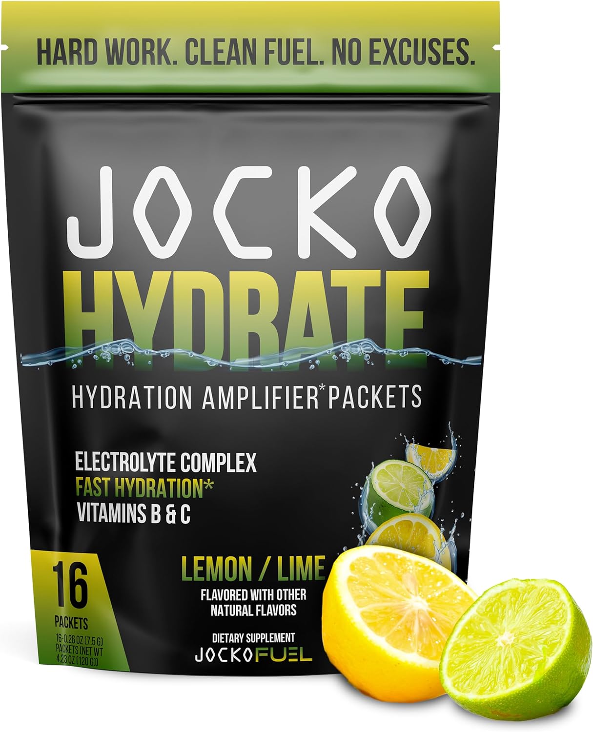 Jocko Fuel Hydrate Electrolytes Powder Packets No Sugar - Hydration Amplifier Pa...