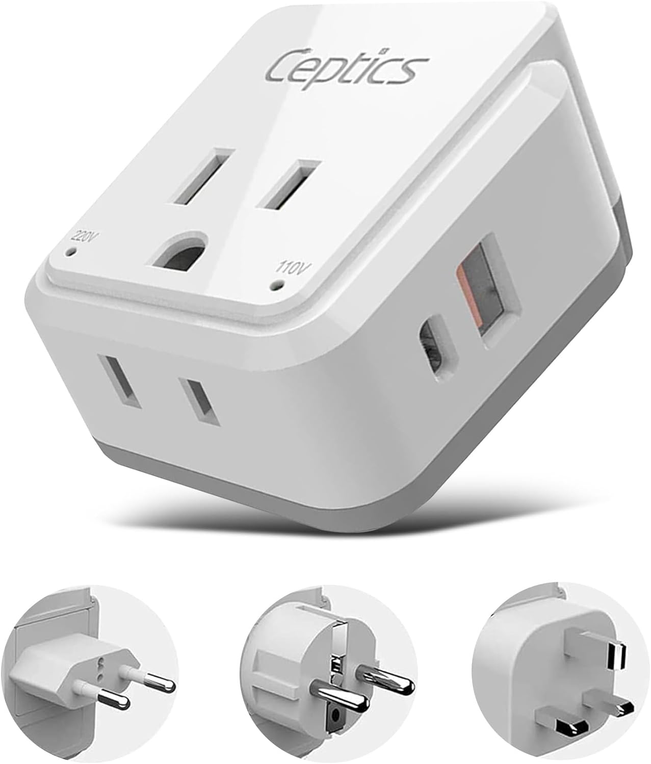 Ceptics European Plug Travel Adapter Set, 20W PD & QC, Safe Dual USB & USB-C - 2...