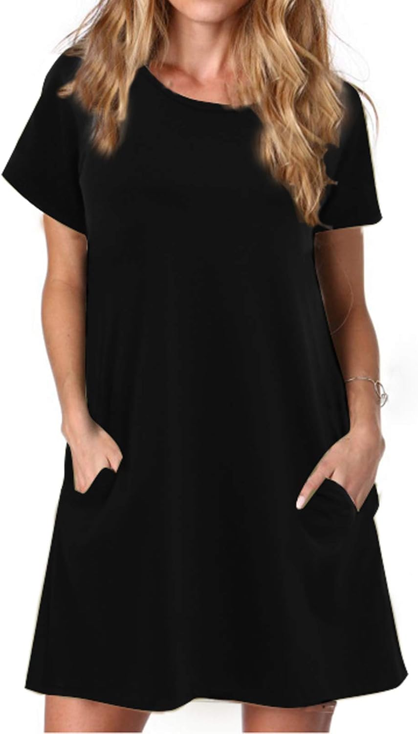 Alaster Women’s Casual Summer T Shirt Dress Loose Short Sleeve Tunic Dress with...