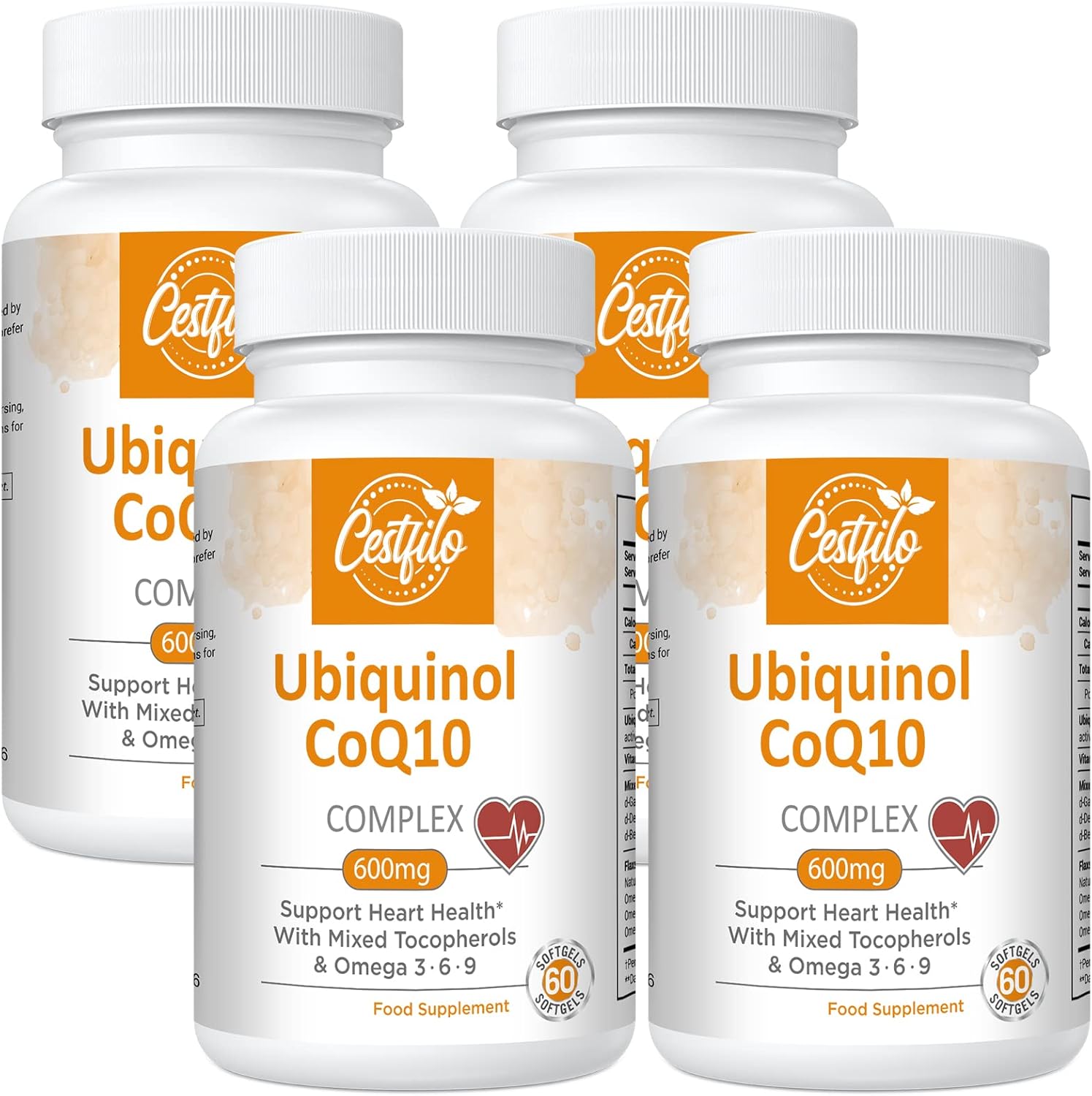 Ubiquinol CoQ10 600mg Softgels - Active Form of CoQ10 Plus Vitamin E & Omega 3 6...