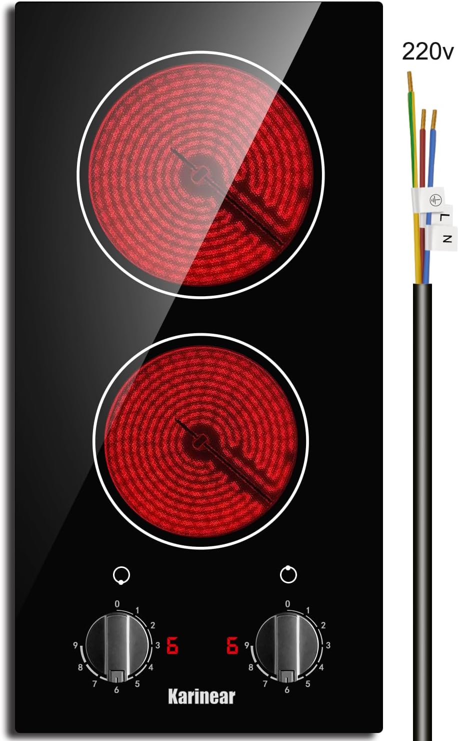 Karinear 2 Burner Electric Cooktop 12 Inch Built-i...