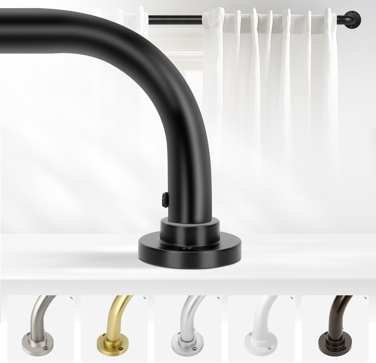 Black Curtain Rods, Special Wrap Around Design for...