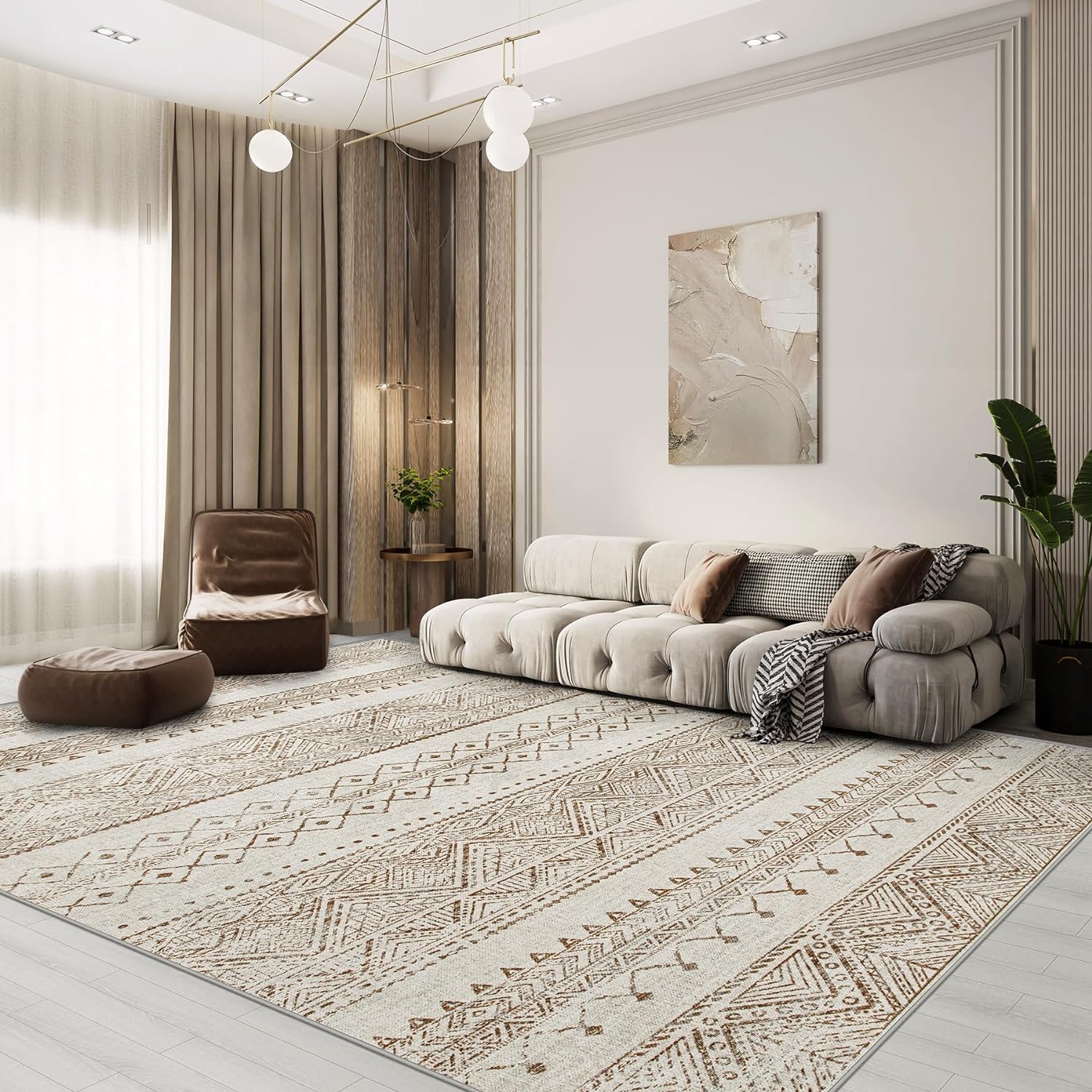 Area Rugs 9x12 Living Room: Large Machine Washable Rug with Non-Slip Backing Sta...