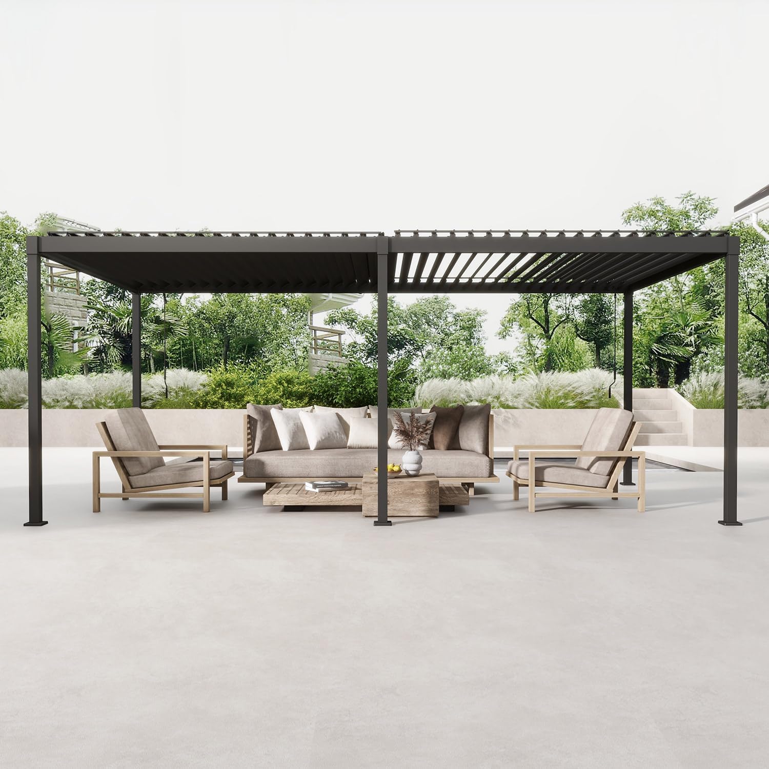 MIRADOR 80S Louvered Pergola 10' x 20', Modern Style with Adjustable Louvers and...