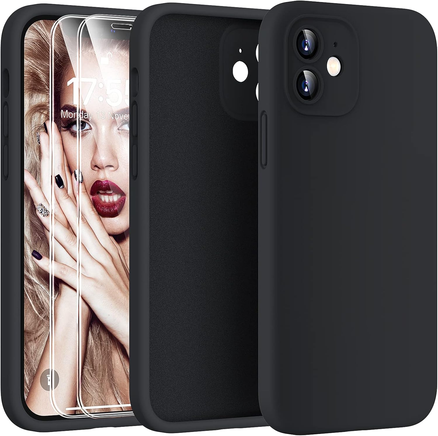 HATOSHI 3 in 1 for iPhone 12 Case, with 2 Pack HD Screen Protector, [Upgraded Fu...