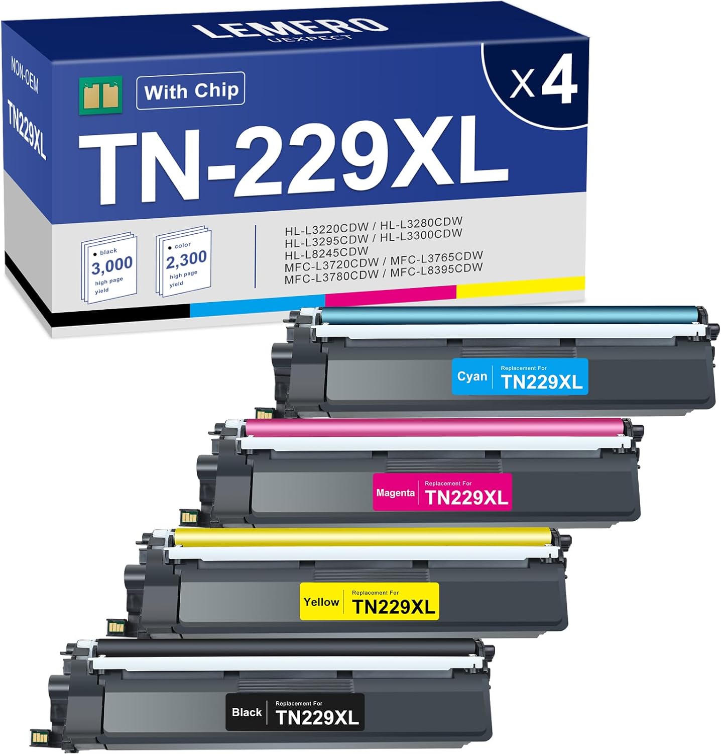 TN229XL TN229 High Yield Toner Cartridges Compatible Replacement for Brother TN2...