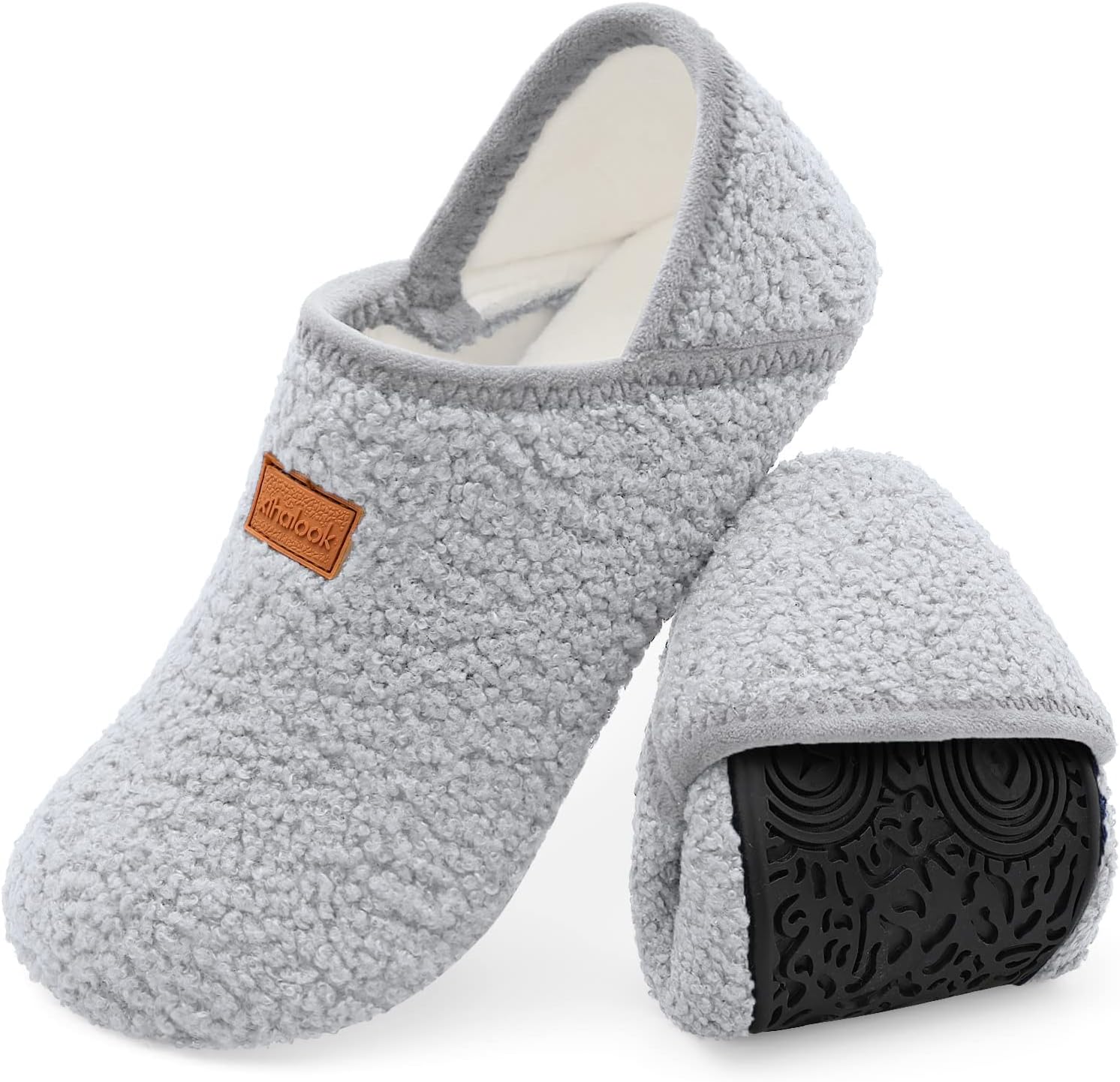 XIHALOOK House Slippers for Women Men Cozy Sock Shoes with Soft Rubber Sole Slip...