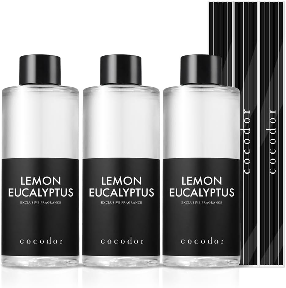 COCODOR Reed Diffuser Oil Refill/Lemon Eucalyptus/6.7oz(200ml)/3 Pack/Aroma ther...