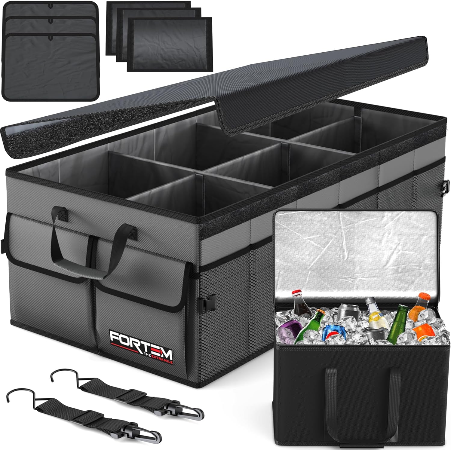 FORTEM Car Boot Organiser, Car Storage Organiser, Car Accessories, Collapsible M...