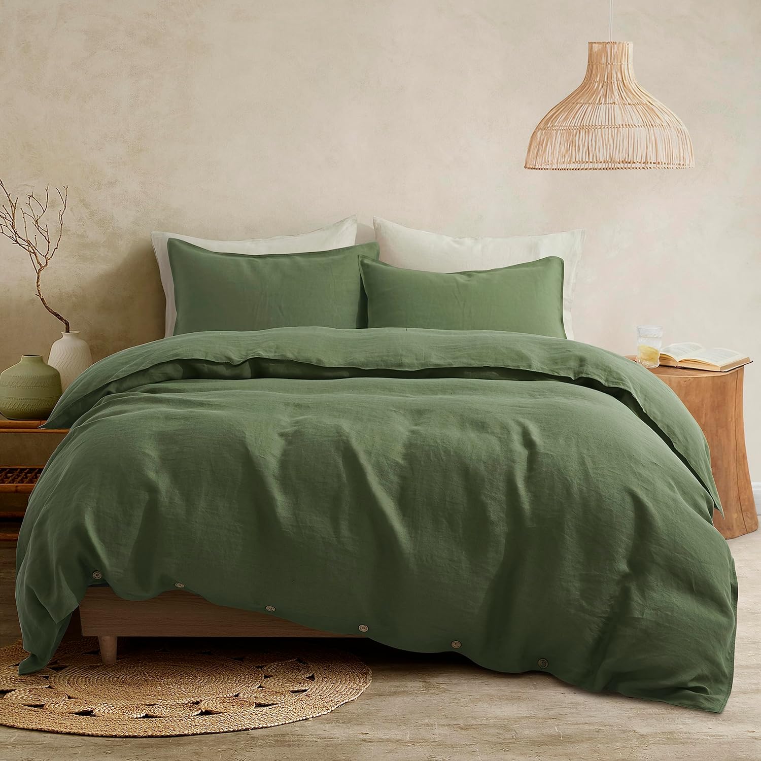 ATLINIA Bedding Duvet Cover Set, Special 100% French Flax Washed Bed Sets, High-...