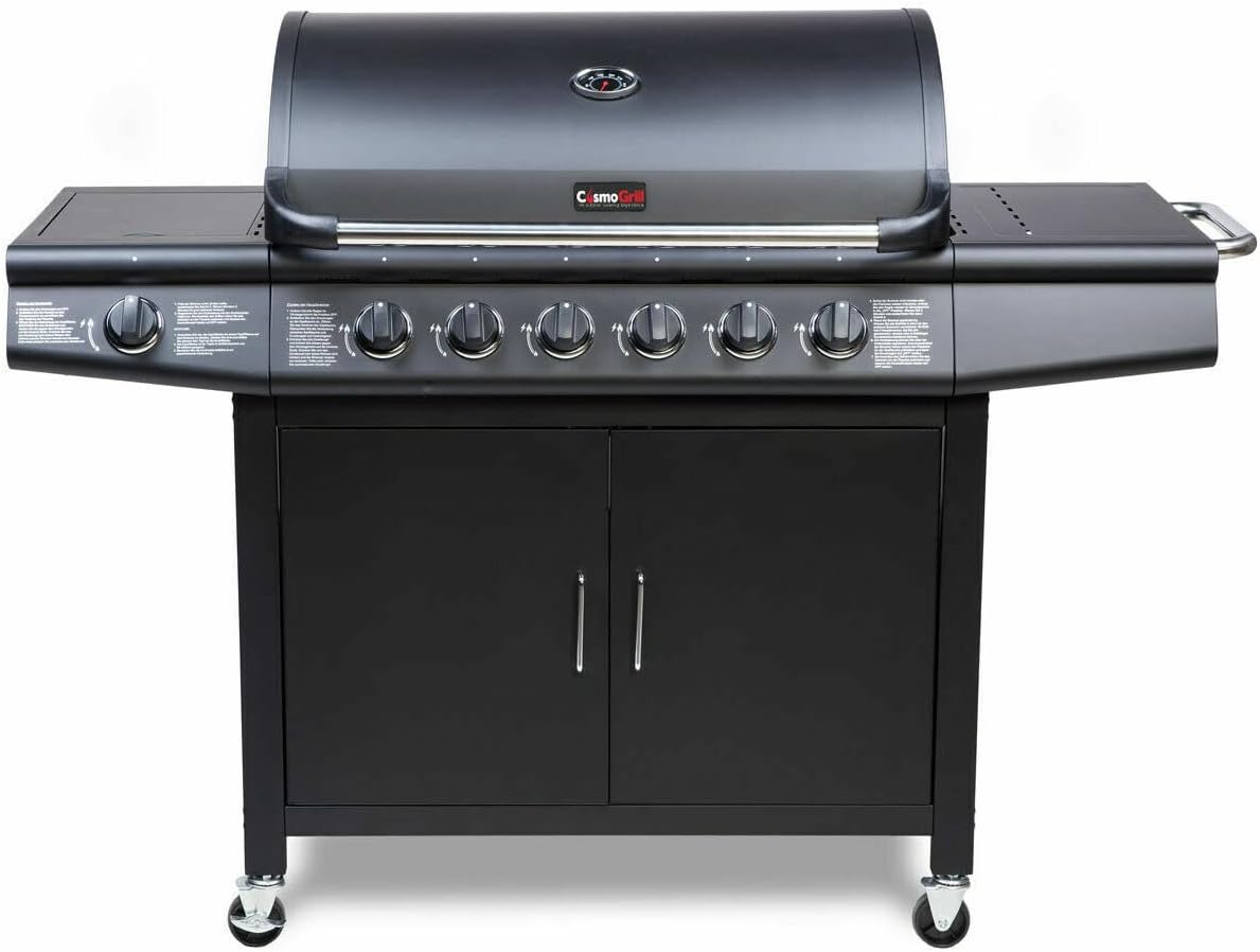 CosmoGrill Pro Deluxe 7 Gas Burner 6+1 Barbecue Grill, Stainless-Steel Warming R...