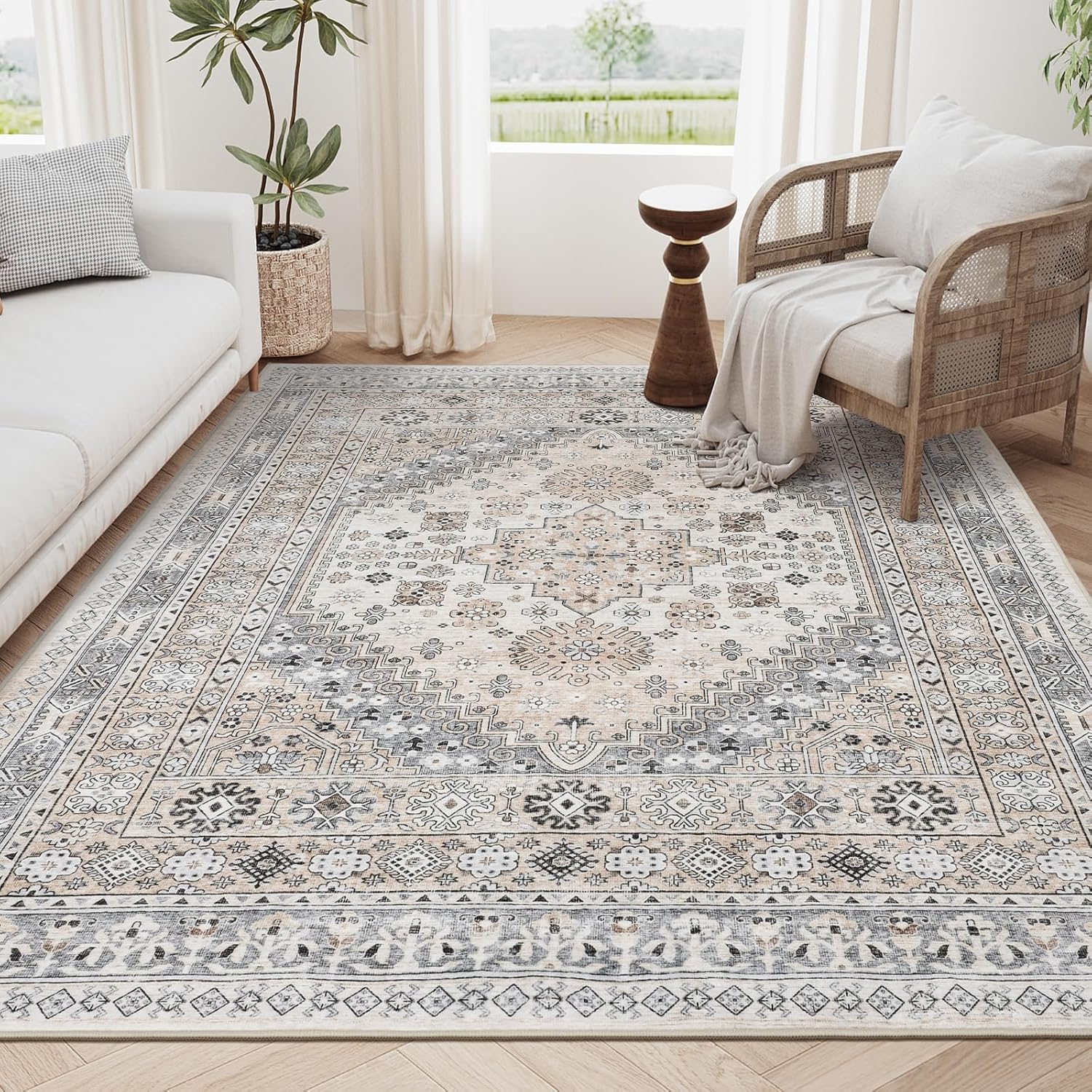 zesthome 5x7 Area Rugs - Ultra-Thin Washble Rug, Stain Resistant Anti Slip Backi...