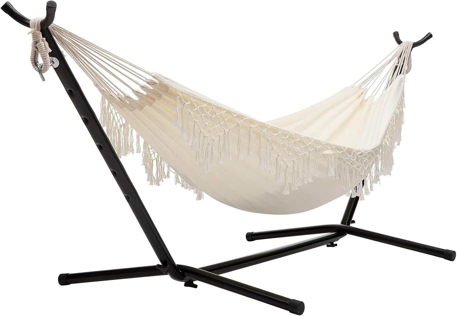 BEJOY Double Garden Hammock with Stand, Extra Large Cotton and Adjustable Heavy-...