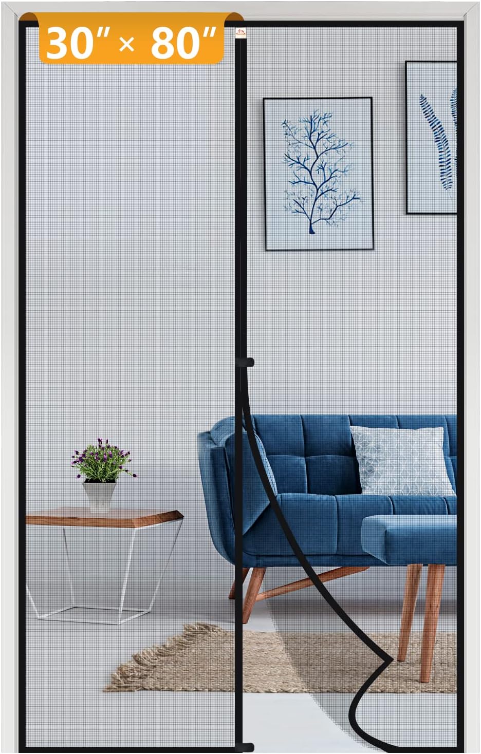 Yotache Fiberglass Magnetic Screen Door Fits Door Size 30 x 80, Screen Size 32"...