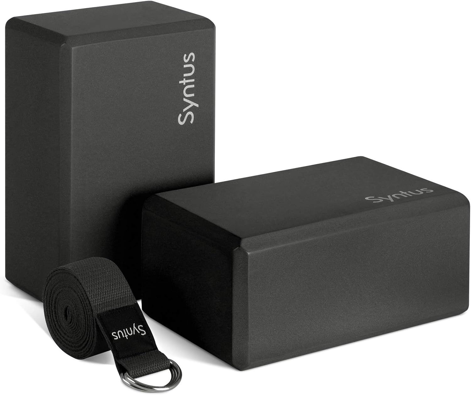 Syntus Yoga Block and Yoga Strap Set, 2 EVA Foam Soft Non-Slip Yoga Blocks 9×6×4...