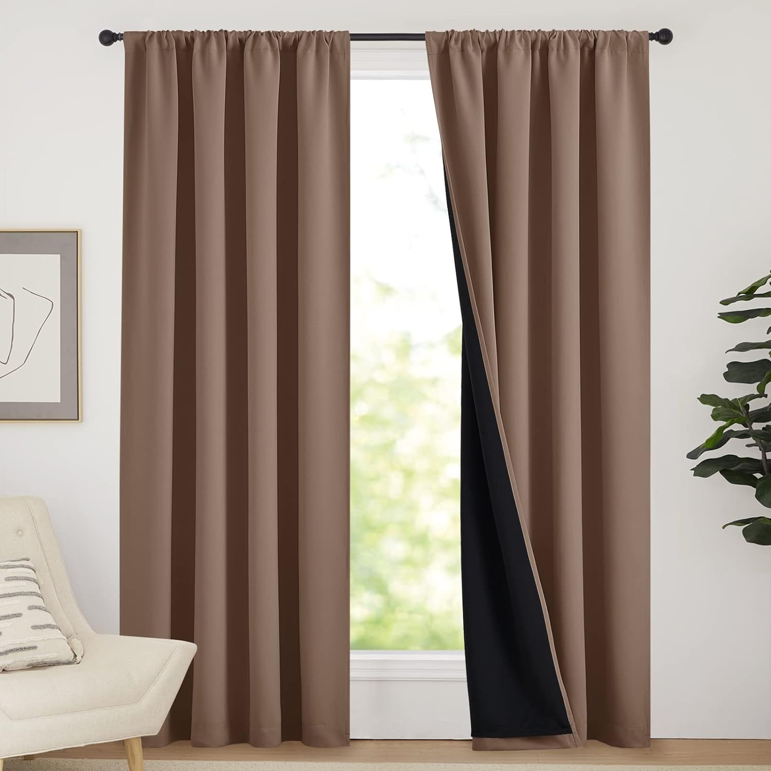 NICETOWN Cold Reducing Curtains, Full Blackout Curtains Thermal, Noise Reduction...