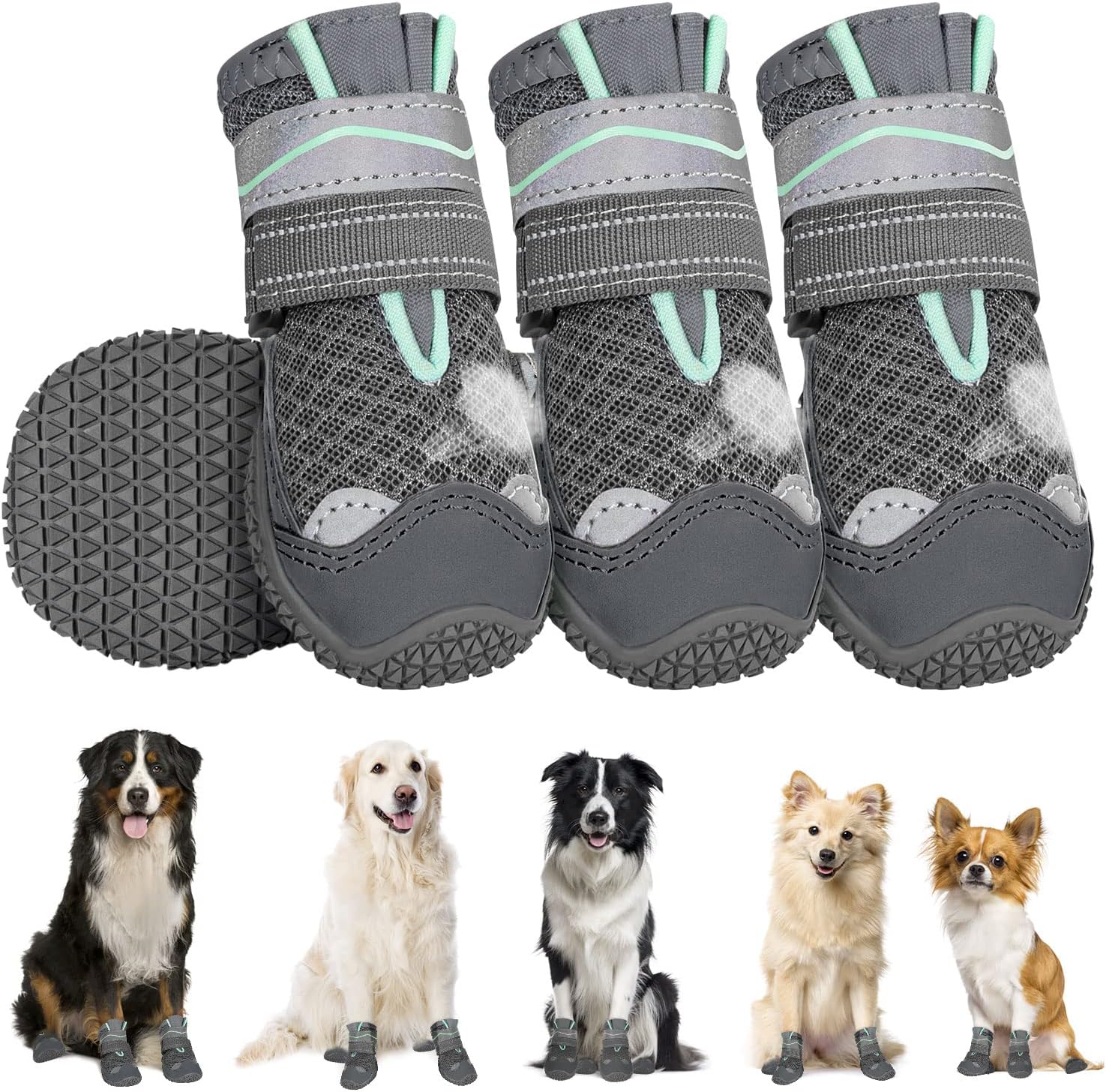 SlowTon Dog Boots for Injured Paws Waterproof, Breathable Dog Paw Protectors wit...