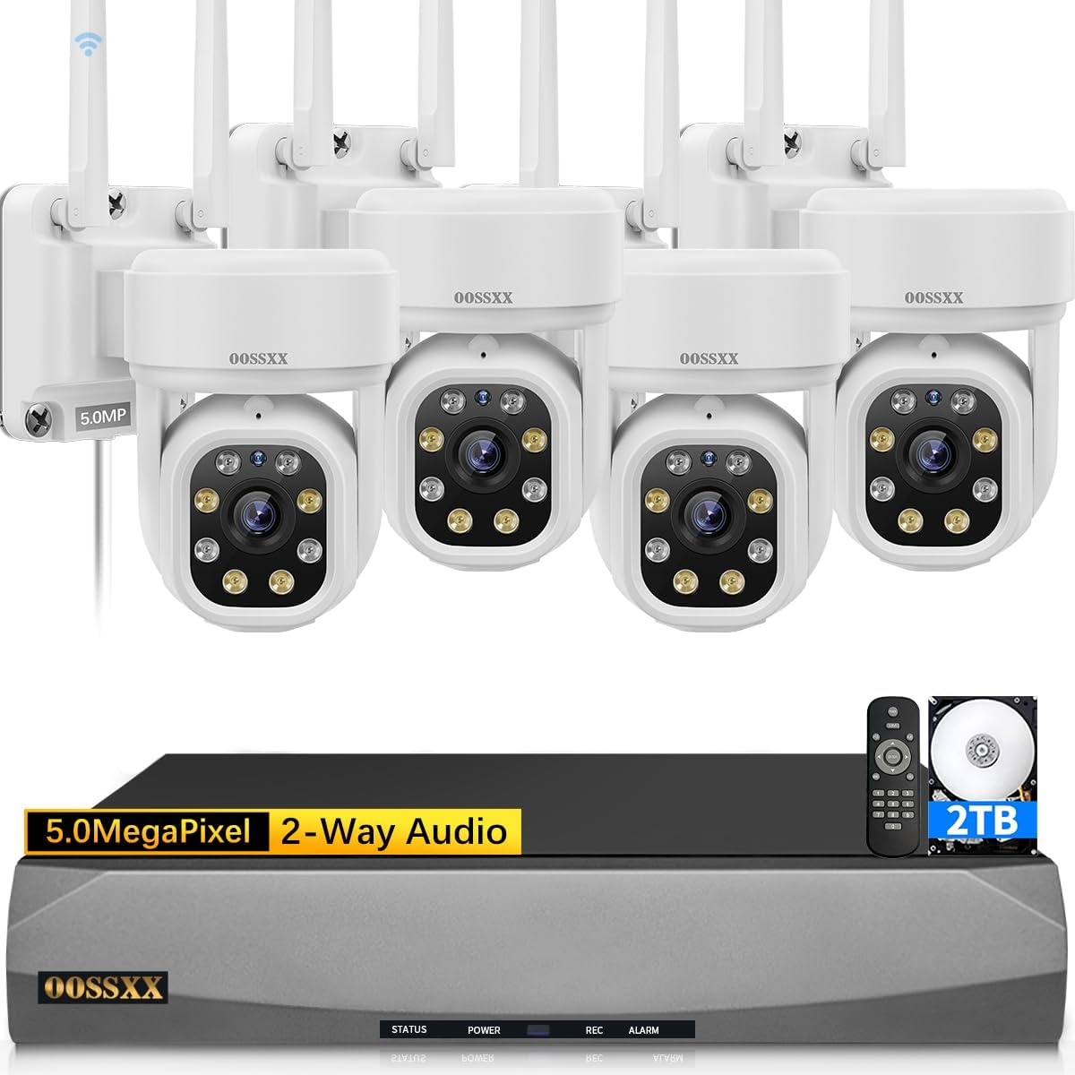(Auto-Vidoe Tracking & 2-Way Audio) WiFi PTZ Outdoor Security Camera System Pan...