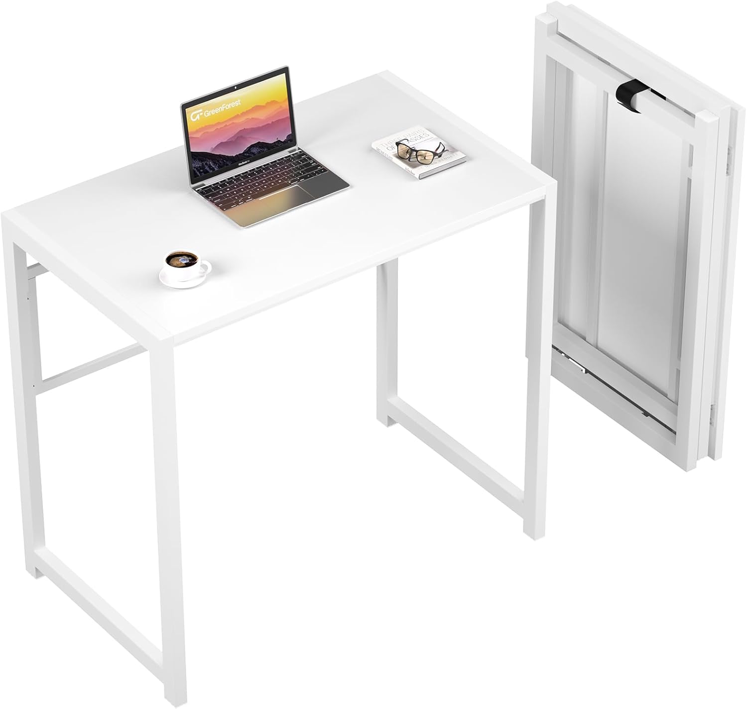 GreenForest Folding Desk for Small Spaces No-Assembly, 80 cm Small Computer Desk...
