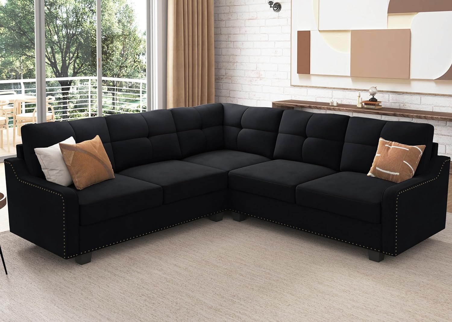 HONBAY Convertible Sectional Sofa L Shaped Couch for Small Apartment Reversible...