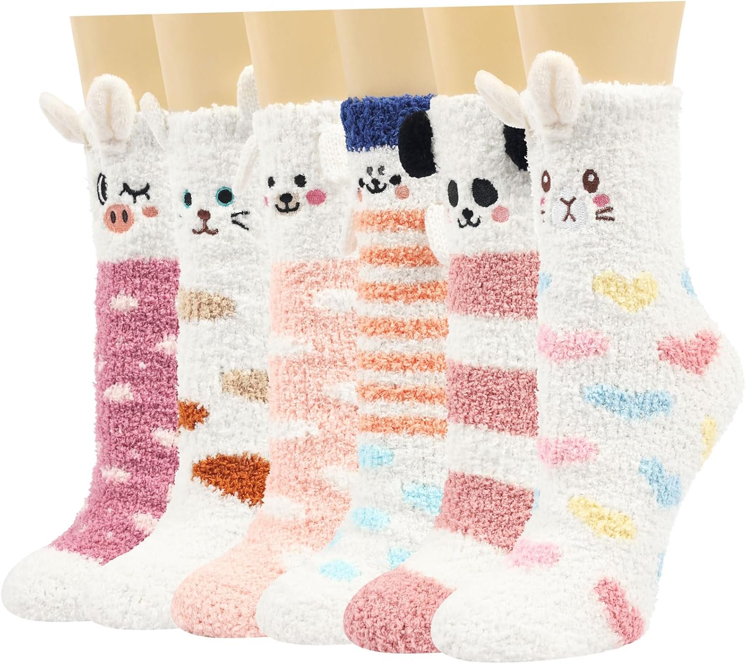 ILovDaisy Fluffy Socks Womens and Girls Warm Bed Socks 6 Pairs, Ladies Winter Co...