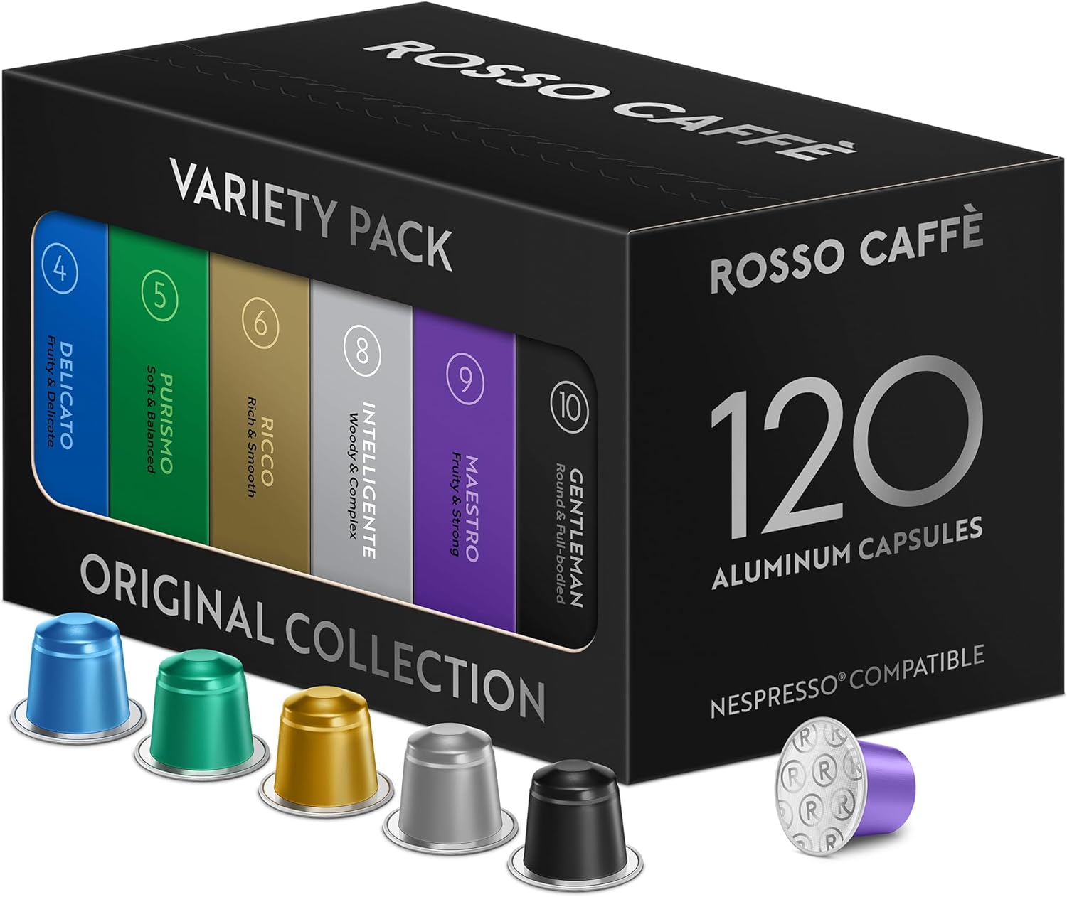 Rosso Caffè Variety Pack, Special Coffee Pods for Nespresso Machine Compatibilit...