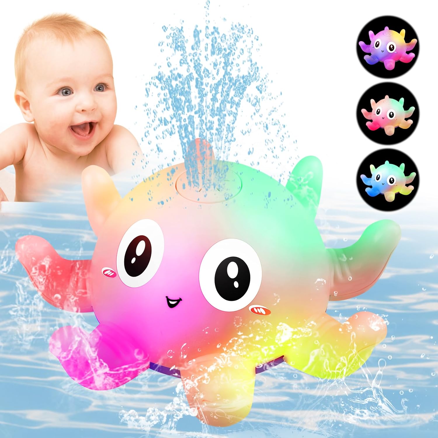 Baby Bath Toys Octopus Bathly Toy Light Up Baby Toys Bath Tub Toys for 3 year ol...