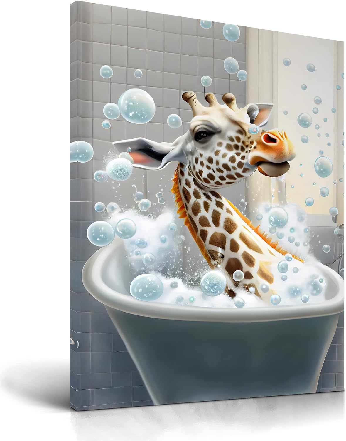UPWOIGH Funny Bathroom Wall Art, Special Colorful Giraffe Wall Decor, Innovative...