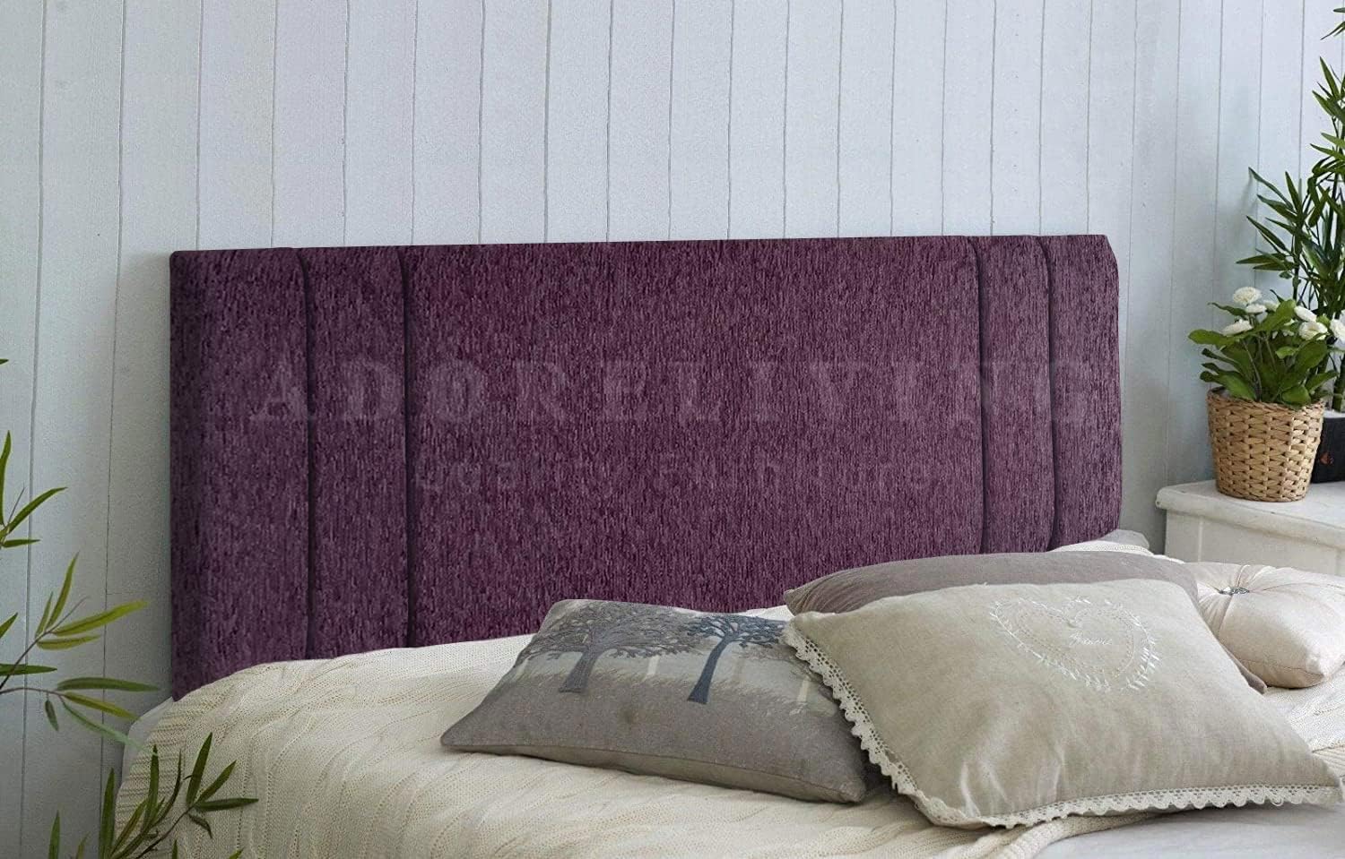 Divan Bed Headboard Rio Padded Chenille Fabric with Supplied Struts and Bolts (A...