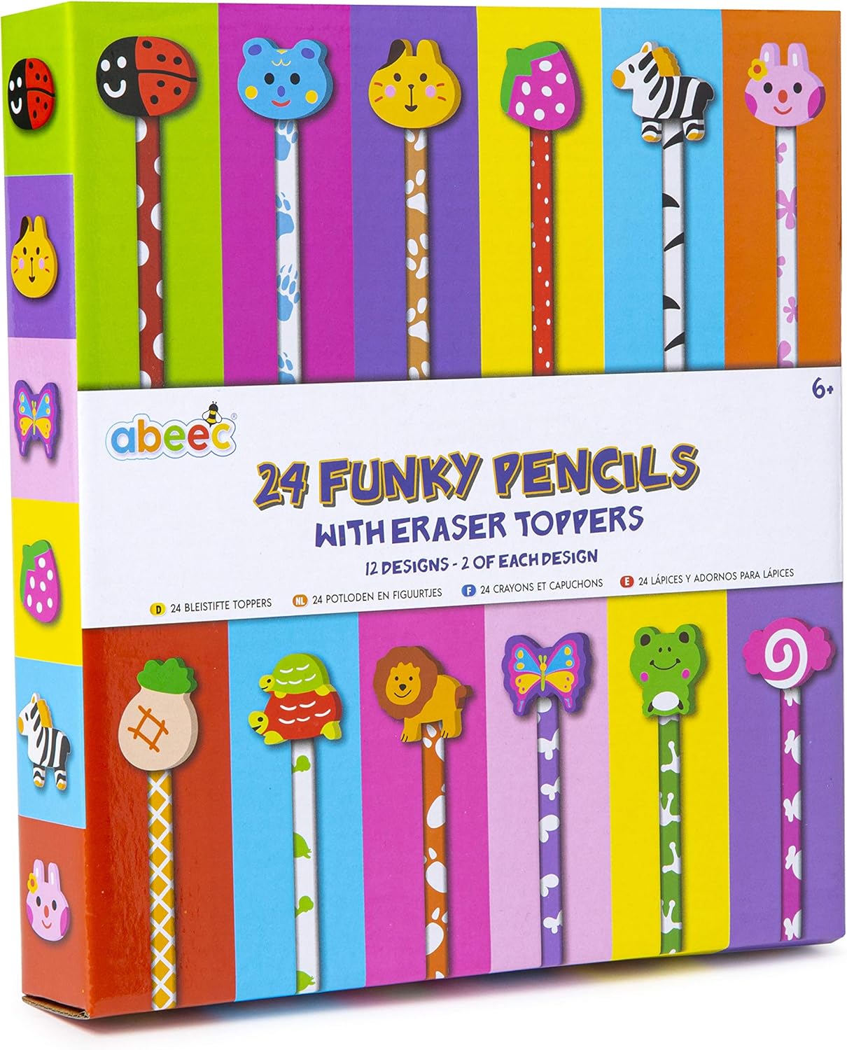 abeec 24 Funky Pencils With Rubbers - Funky Pencils For Kids, Party Bag Fillers,...
