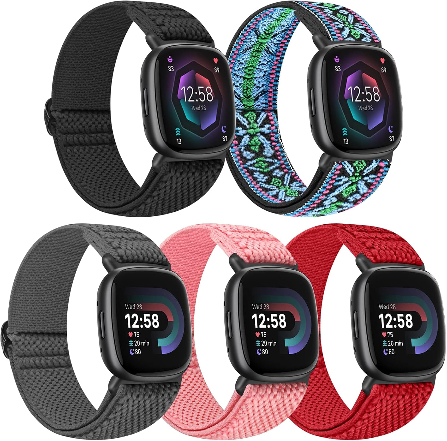 Tiptops 5 Pack Straps Compatible for Fitbit Versa 4/Fitbit Sense 2 Straps/Fitbit...