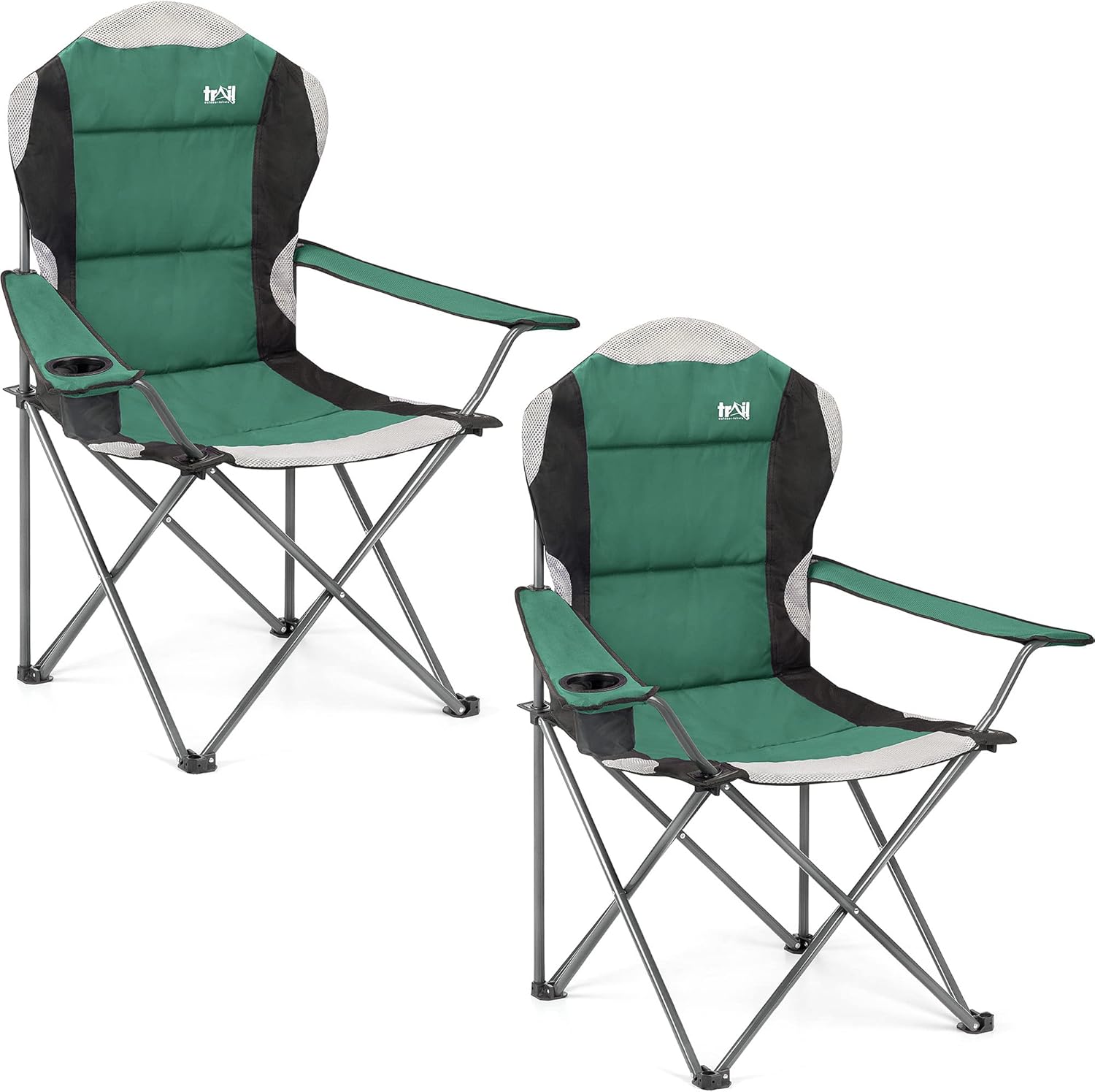 Trail High Back Folding Camping Chair, Special Heavy Duty Tubular Steel Chair wi...