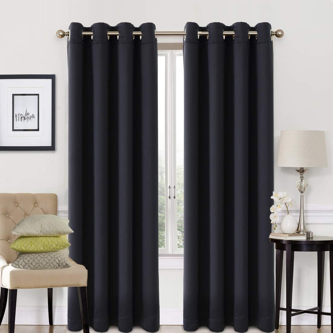 EASELAND Blackout Curtains 2 Panels Set Thermal Insulated Window Treatment Solid...