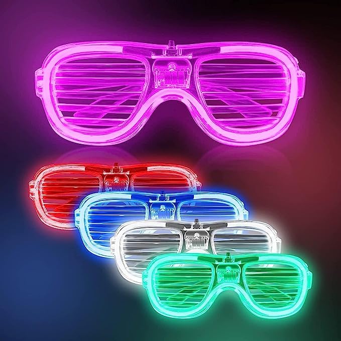Kovim Neon Glasses - Led Light up Shutter Glasses Flashing Sunglasses for Kids A...