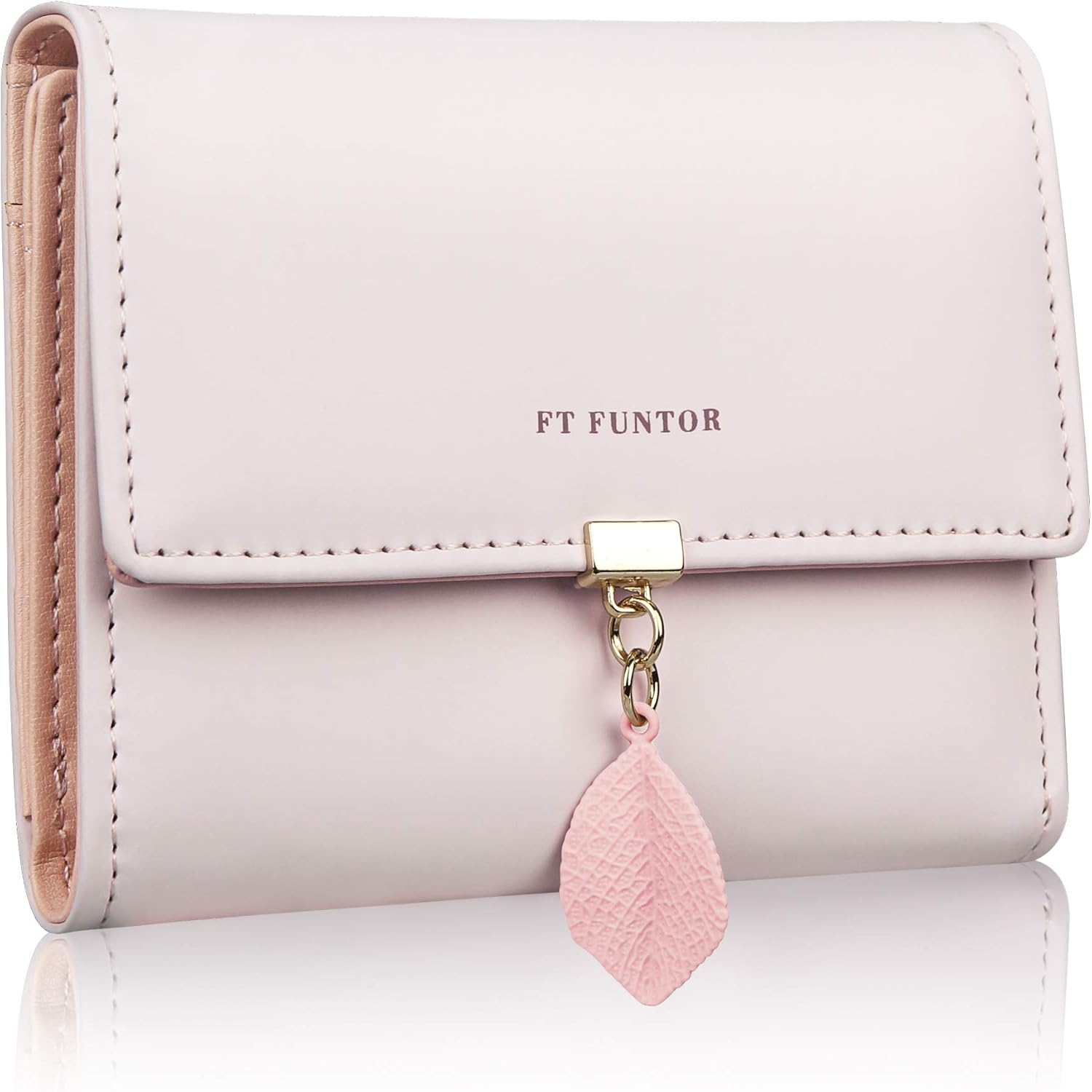 FT FUNTOR PU Leather Wallet for Women RFID-Blocking, Ladies Bifold Leaf Pendant...