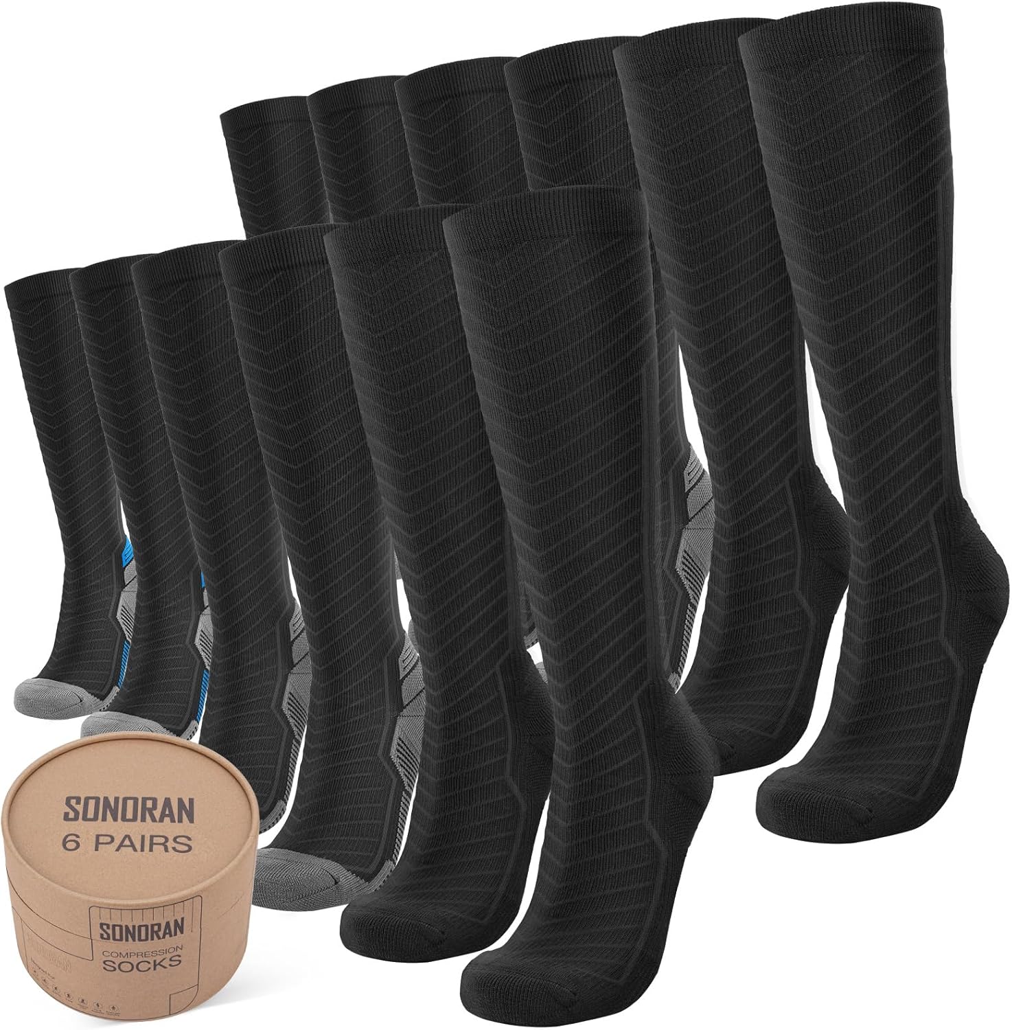 SONORAN Compression Socks for Women Men 20-30 mmHg Flight Compression Stockings...