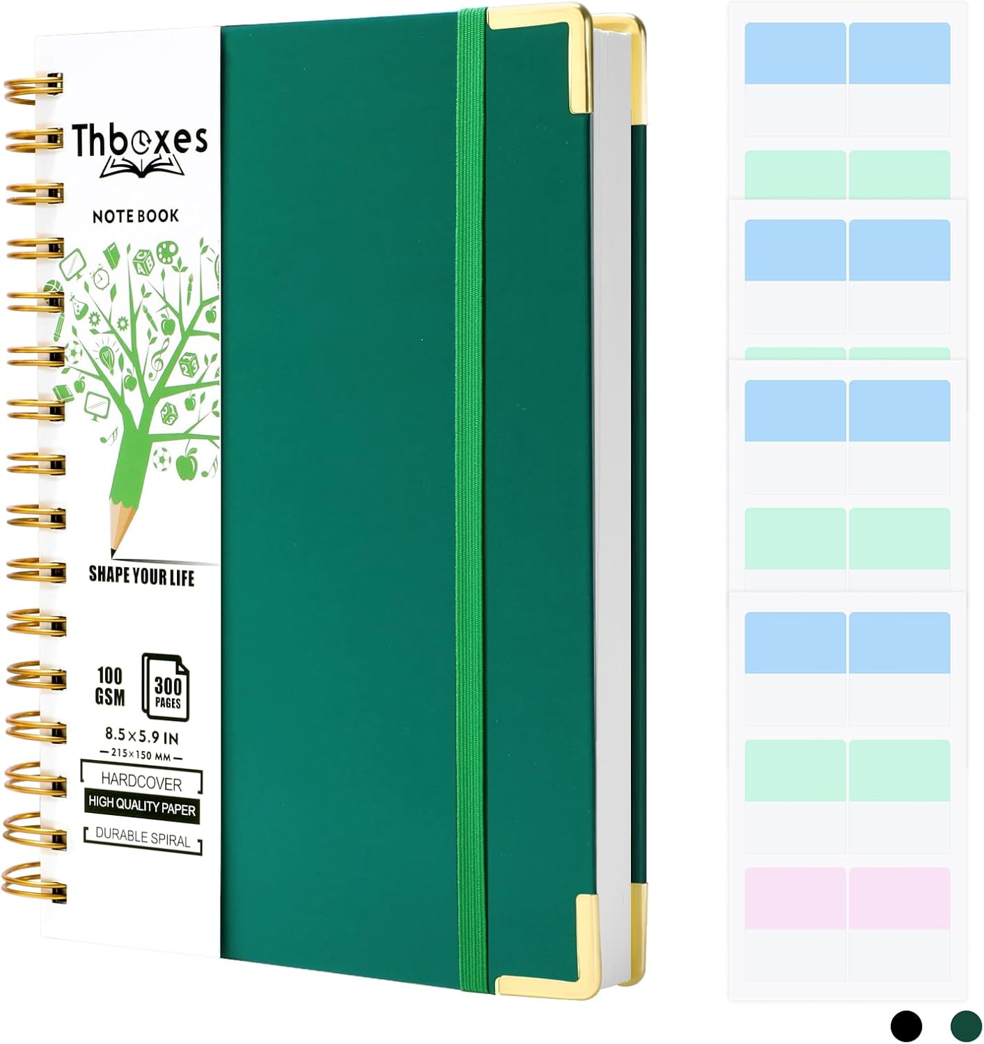 Thboxes A5 Notebook Lined, 300 Pages A5 Notepad Spiral Notebook, 100GSM Thick Pa...