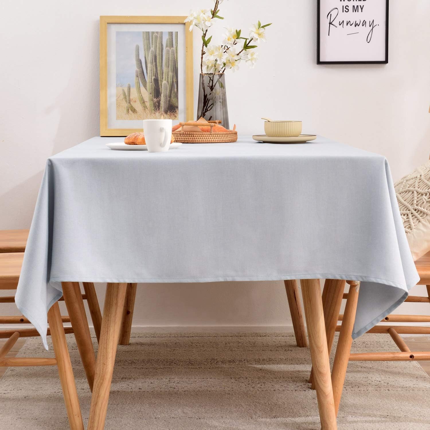BALCONY & FALCON Rectangular Table Cloth Wipe Clean Faux Linen Table Cover Washa...