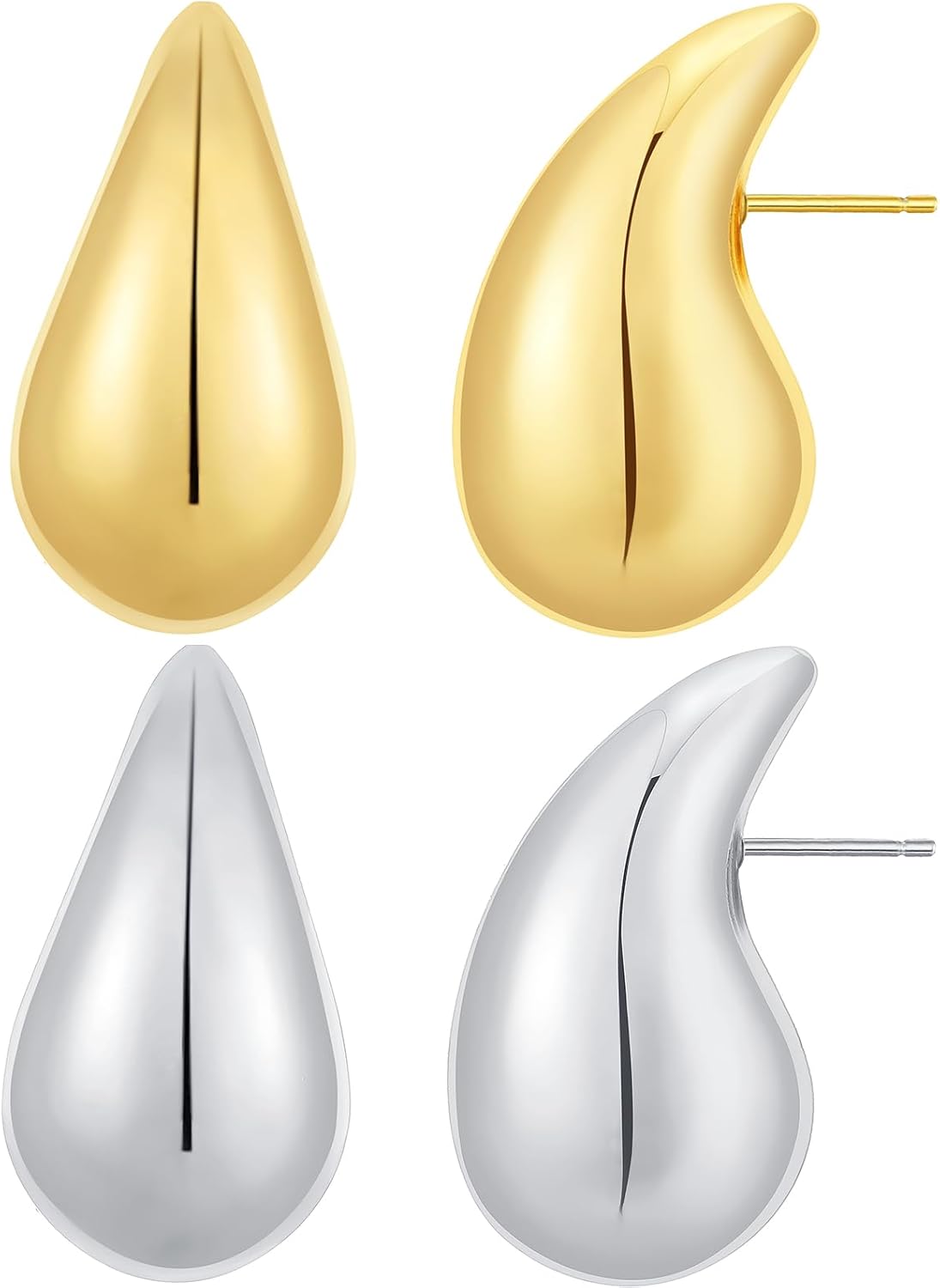 Rajputana Chunky Gold Hoop Earrings for Women, Lightweight Waterdrop Teardrop Ho...