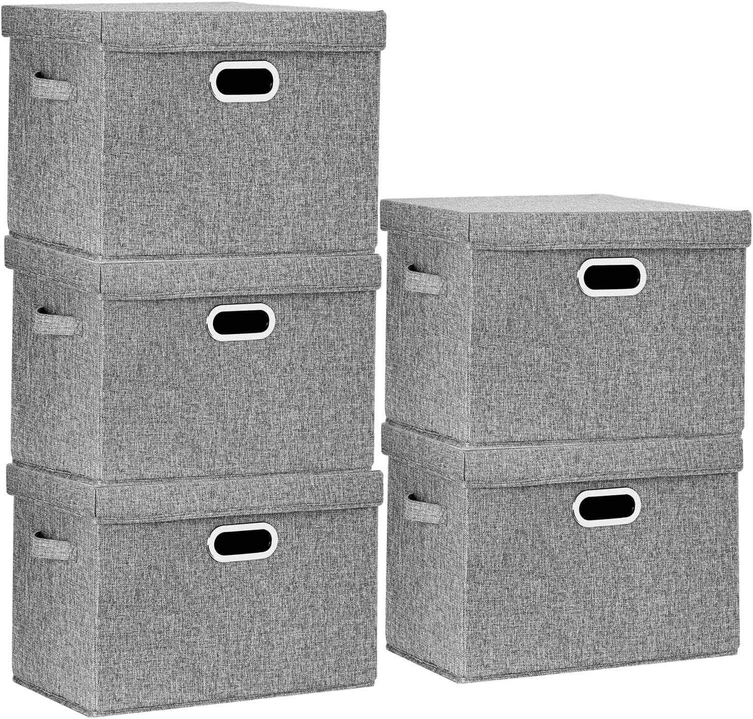 TYEERS Large Storage Box with Lid, Collapsible, Washable, Fabric Storage Box for...