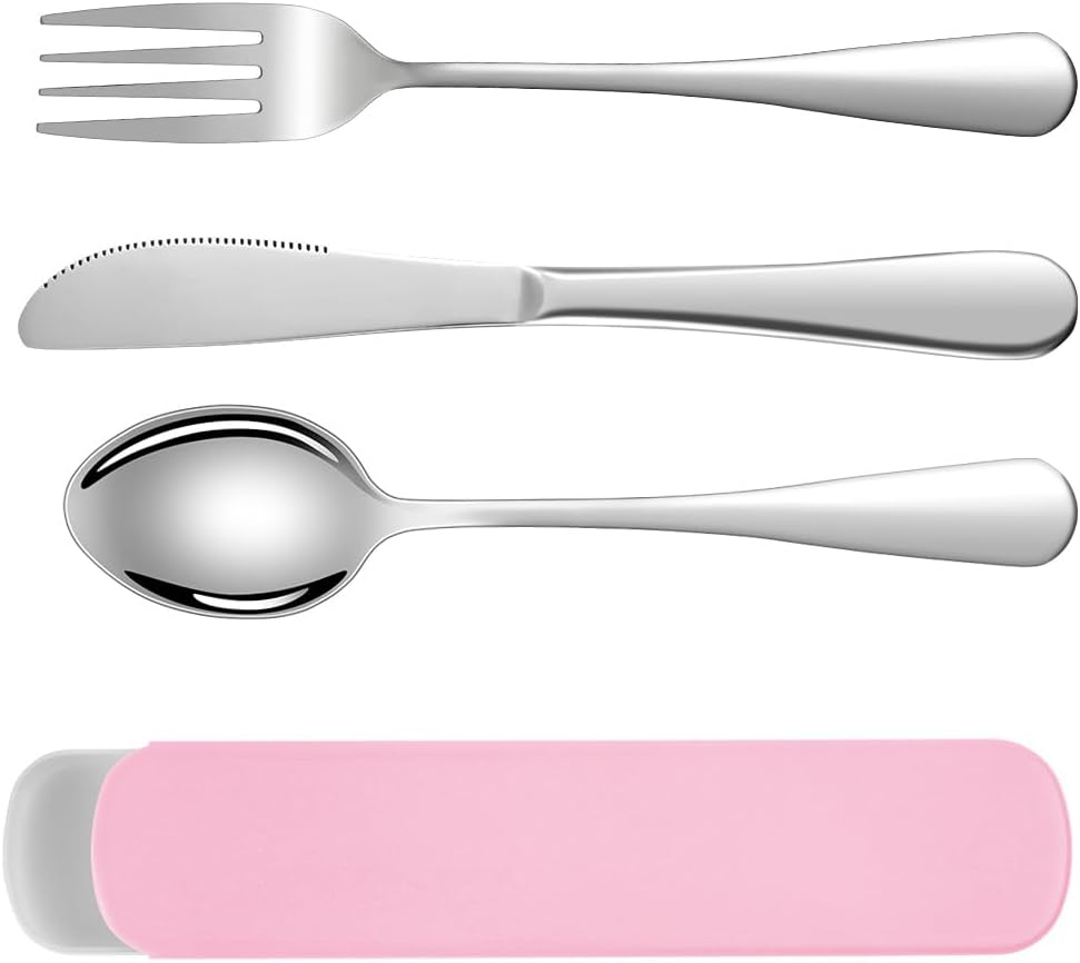HOTUT Travel Cutlery Set, 3 PCS Cutlery Set with Portable Pouch Case, Reusable C...