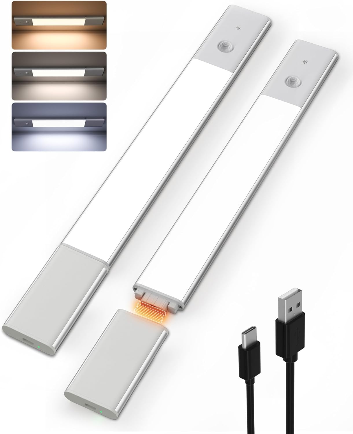EZVALO Under Cabinet Kitchen Lights, 3 Color Temperatures Dimmable Detachable Ba...