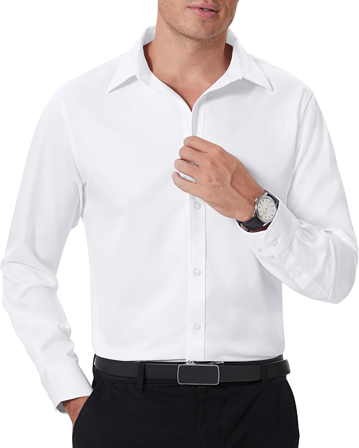 Stain Shield Dress Shirts for Men Long Sleeve Mens Dress Shirts Slim Fit Casual...