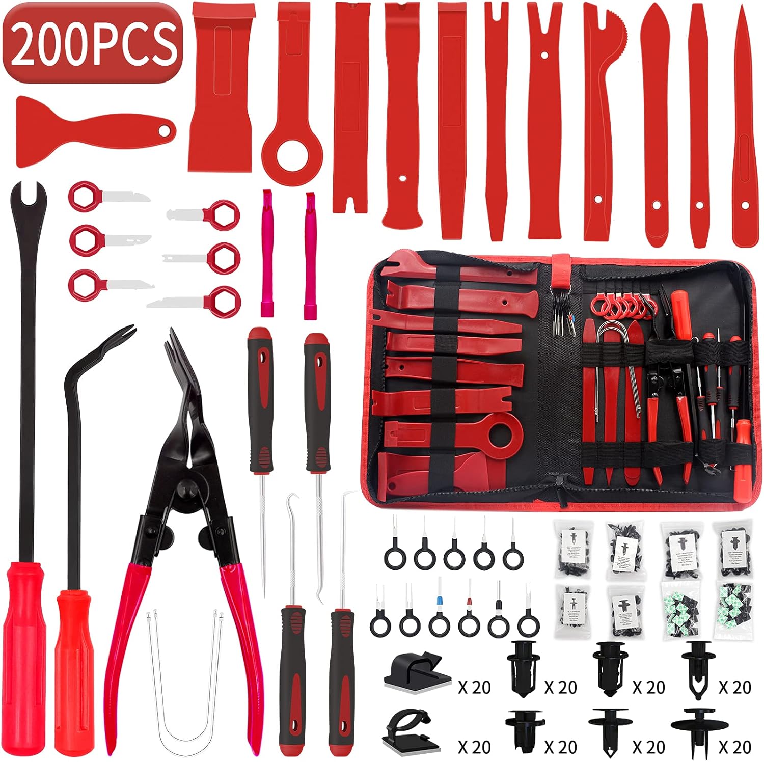 Wetado Trim Removal Tool, 200PCS Trim Tool Auto Removal Kit, Plastic Panel Faste...